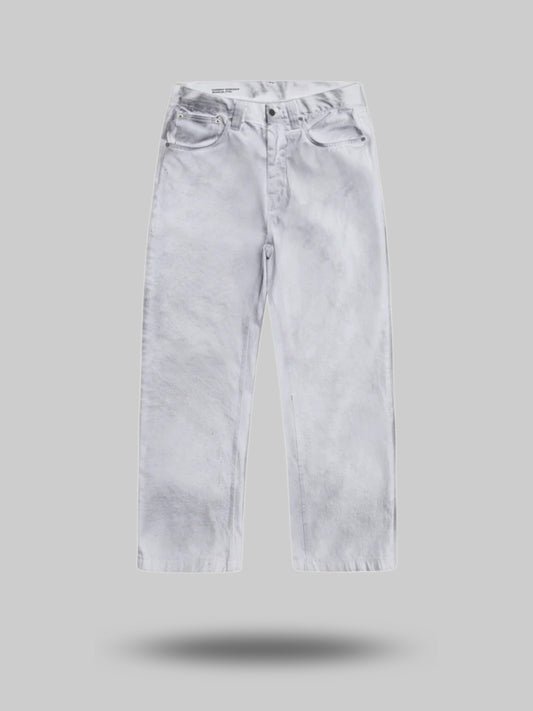 Jeans Denim Wide Leg Waxed White