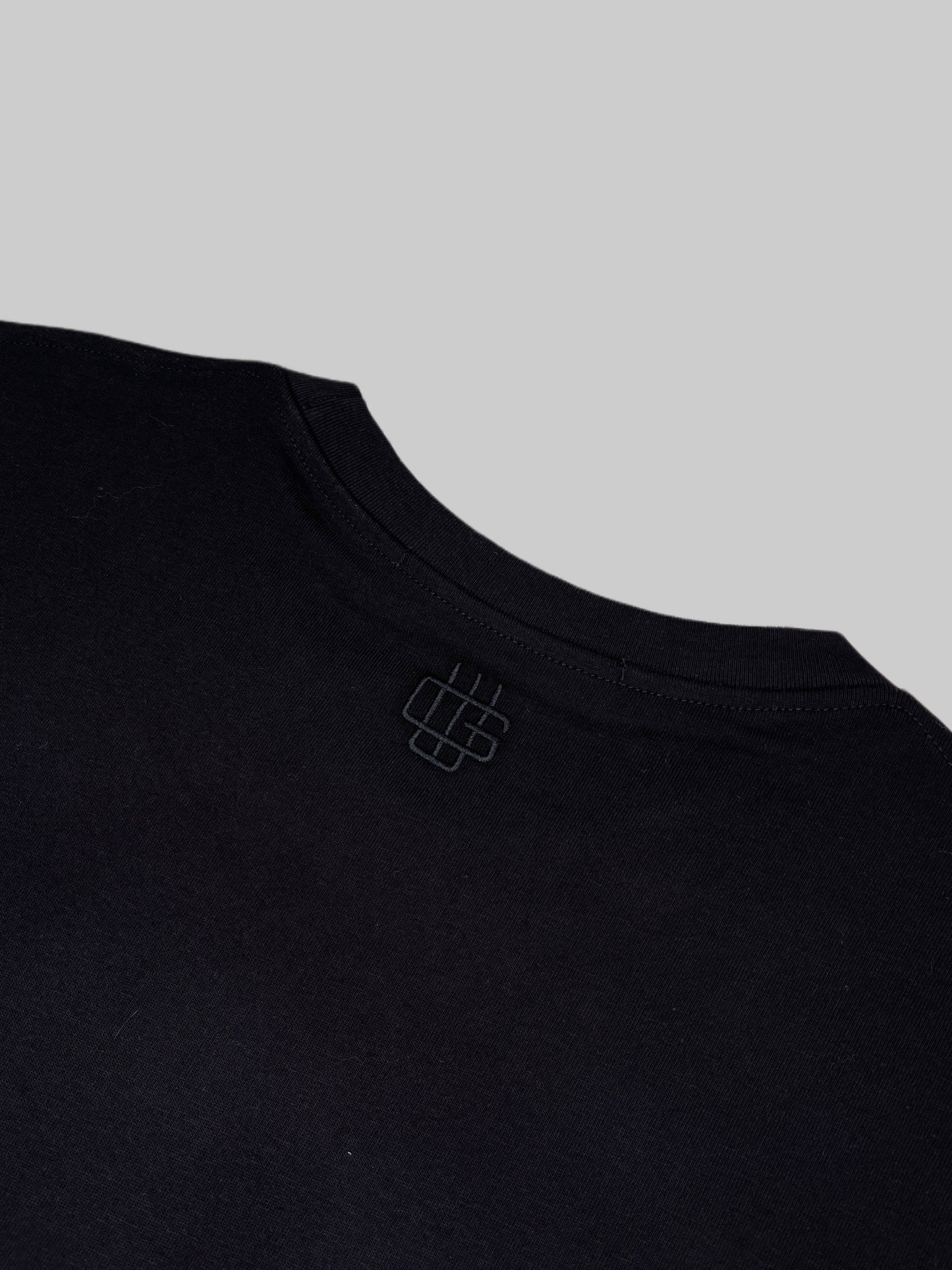 Black Embroidered Boxy Tee 'COZY' Garment Workshop