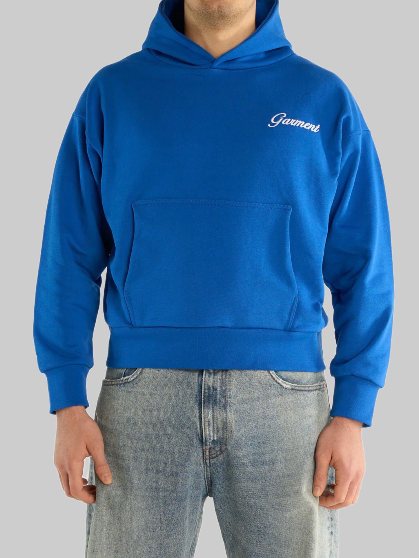 Royal Blue Embroidered Boxy Hoodie 'If you know' Garment Workshop