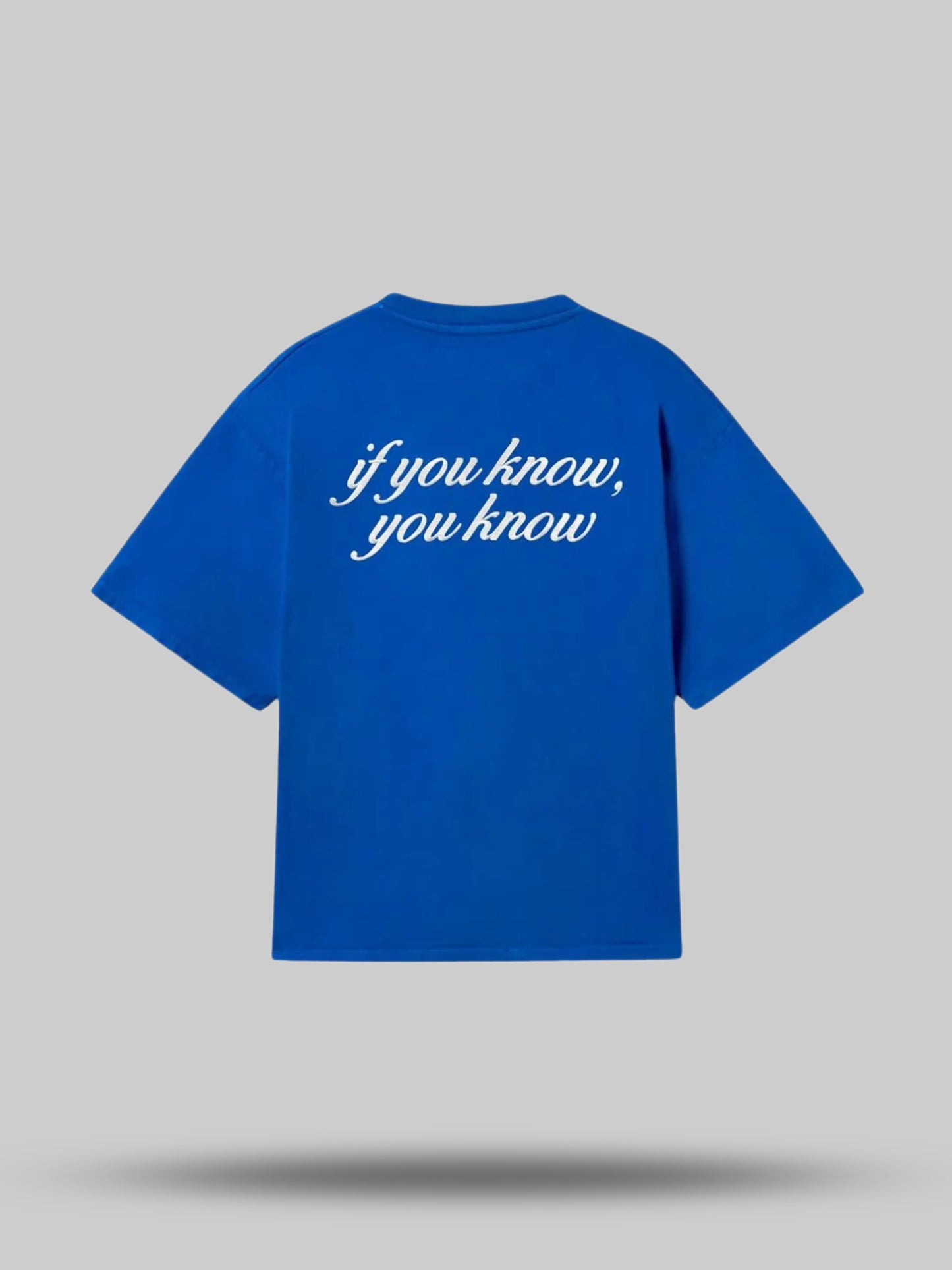 Brady blue Embroidered Boxy Tee 'If you know' Garment Workshop